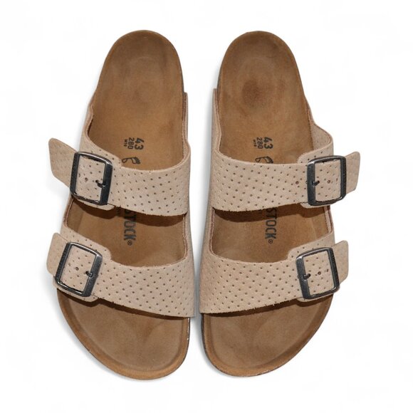 Birkenstock Men's Arizona Suede Embossed Sandals Size 10 Beige Flip Flops NWT - Picture 8 of 16